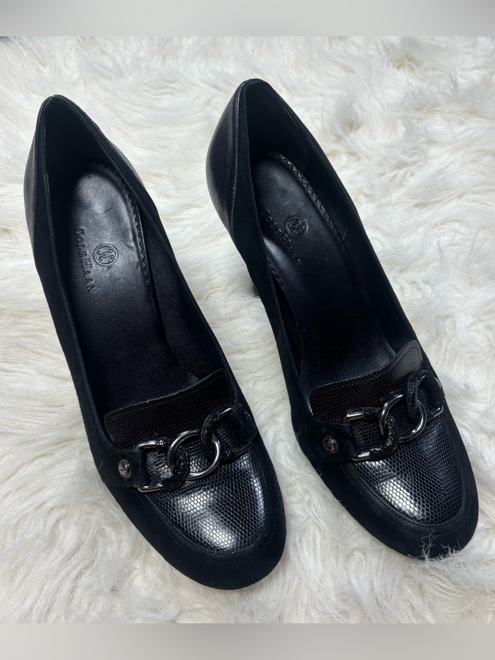Cole Haan Black Women's Chain-Accent Loafer Pumps size 10B